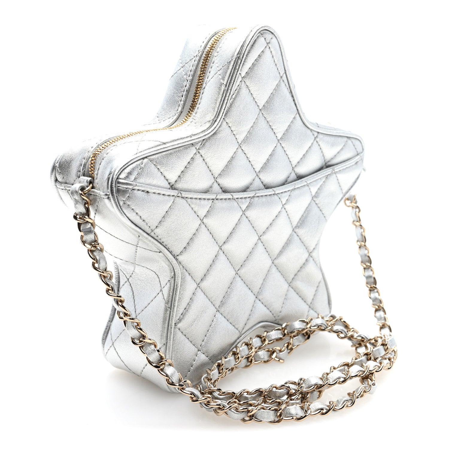 Chanel Metallic Lambskin Walk Of Fame Bag Silver 3 of 10