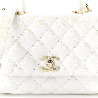 Chanel Iridescent Caviar Quilted Extra Mini Coco Handle Flap Ivory 10 of 11