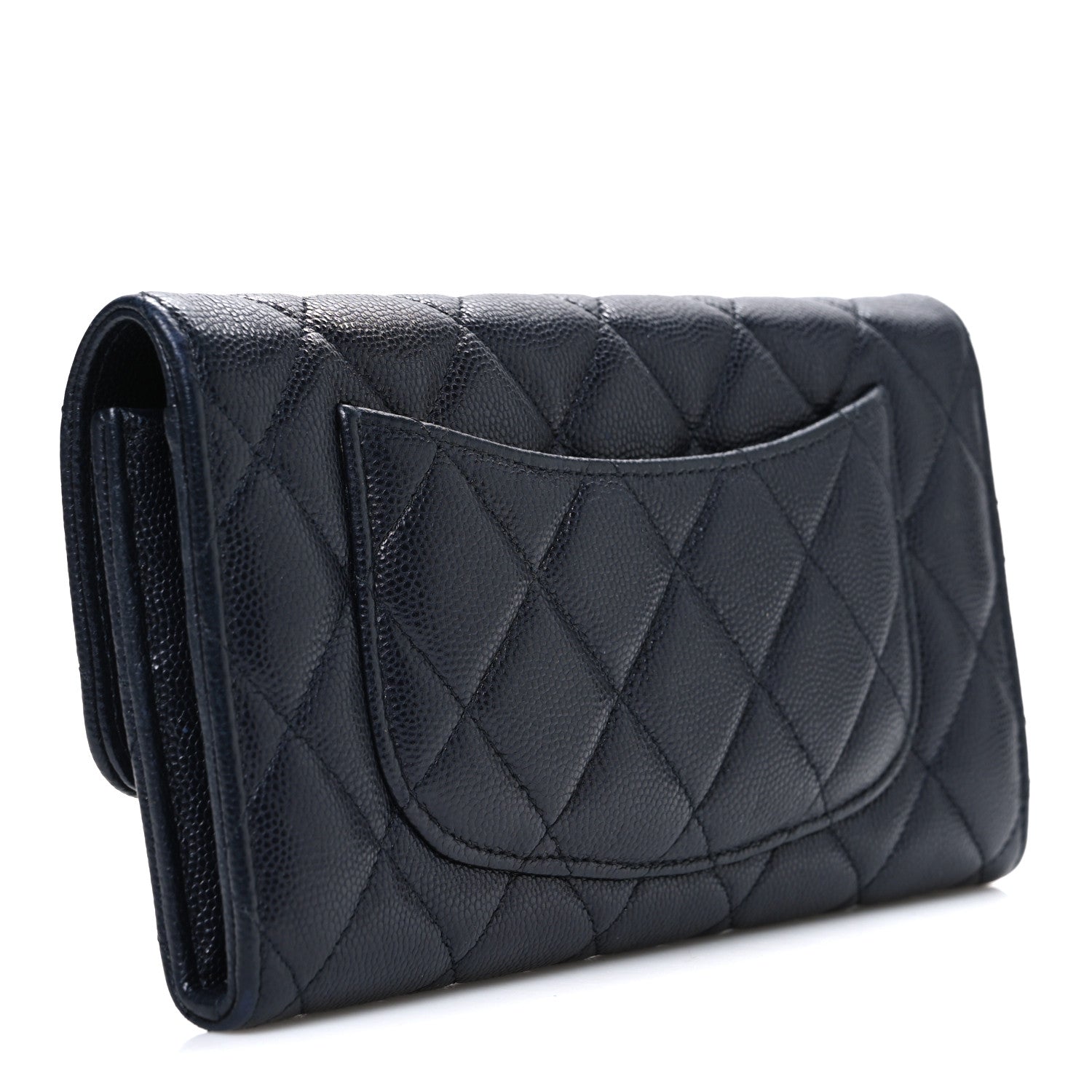 Chanel Caviar Quilted Large Gusset Flap Wallet Navy 3 of 9