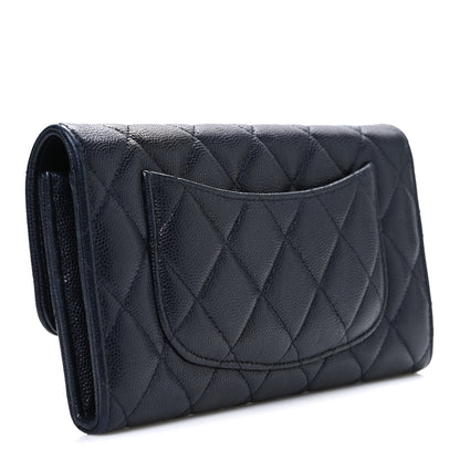 Chanel Caviar Quilted Large Gusset Flap Wallet Navy 3 of 9