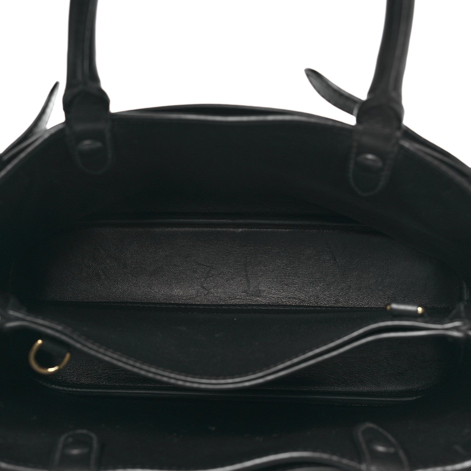 Prada Soft Grain Calfskin Small Double Belt Tote Black 5 of 9