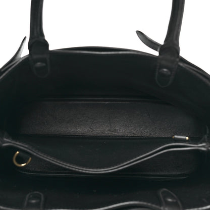Prada Soft Grain Calfskin Small Double Belt Tote Black 5 of 9