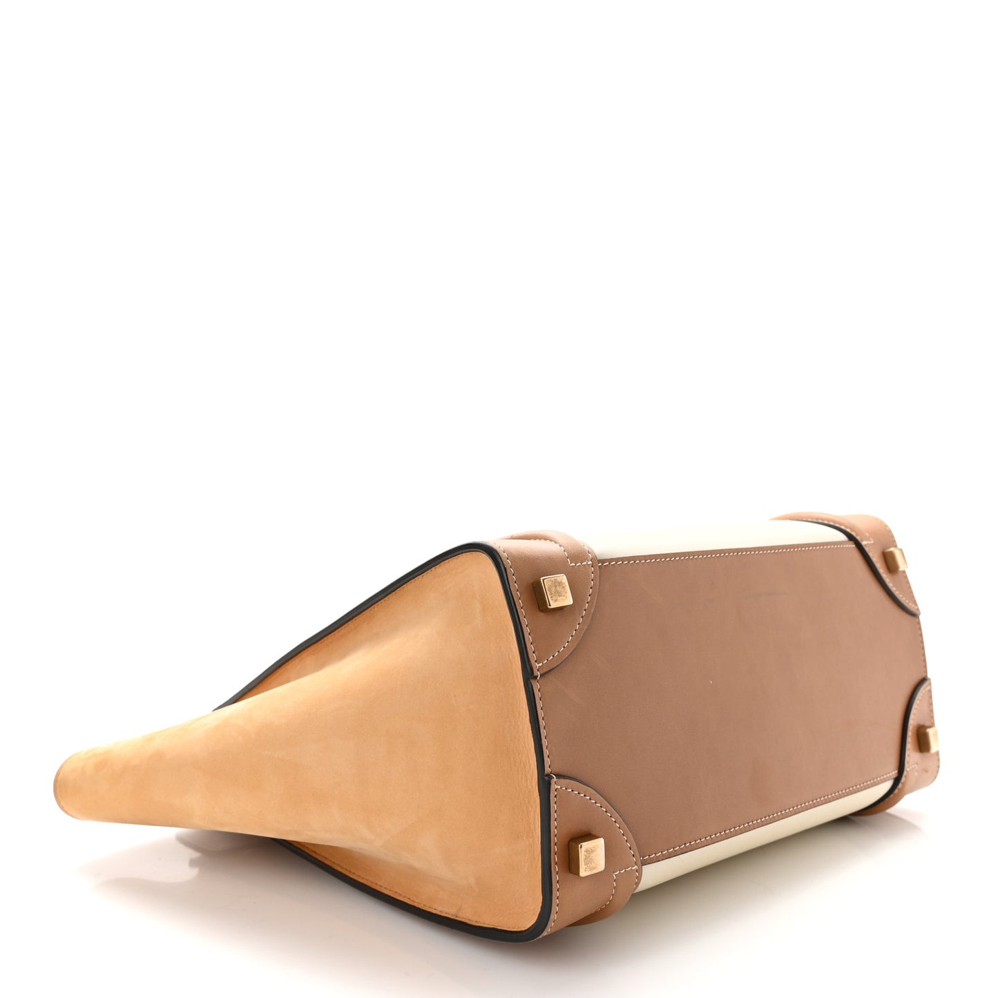 Suede Calfskin Suede Micro Tri-Color Luggage Nude