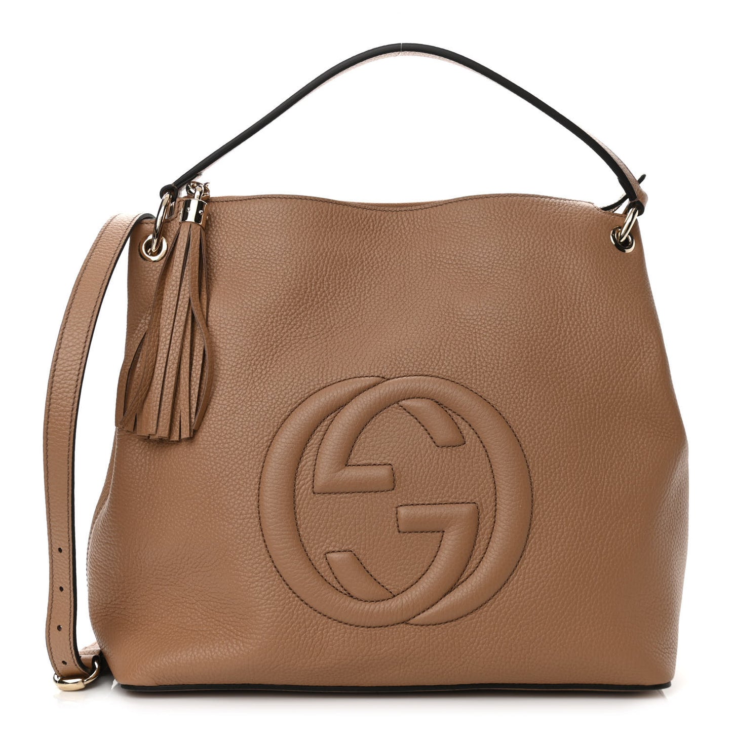 Pebbled Calfskin Large Soho Hobo Camelia