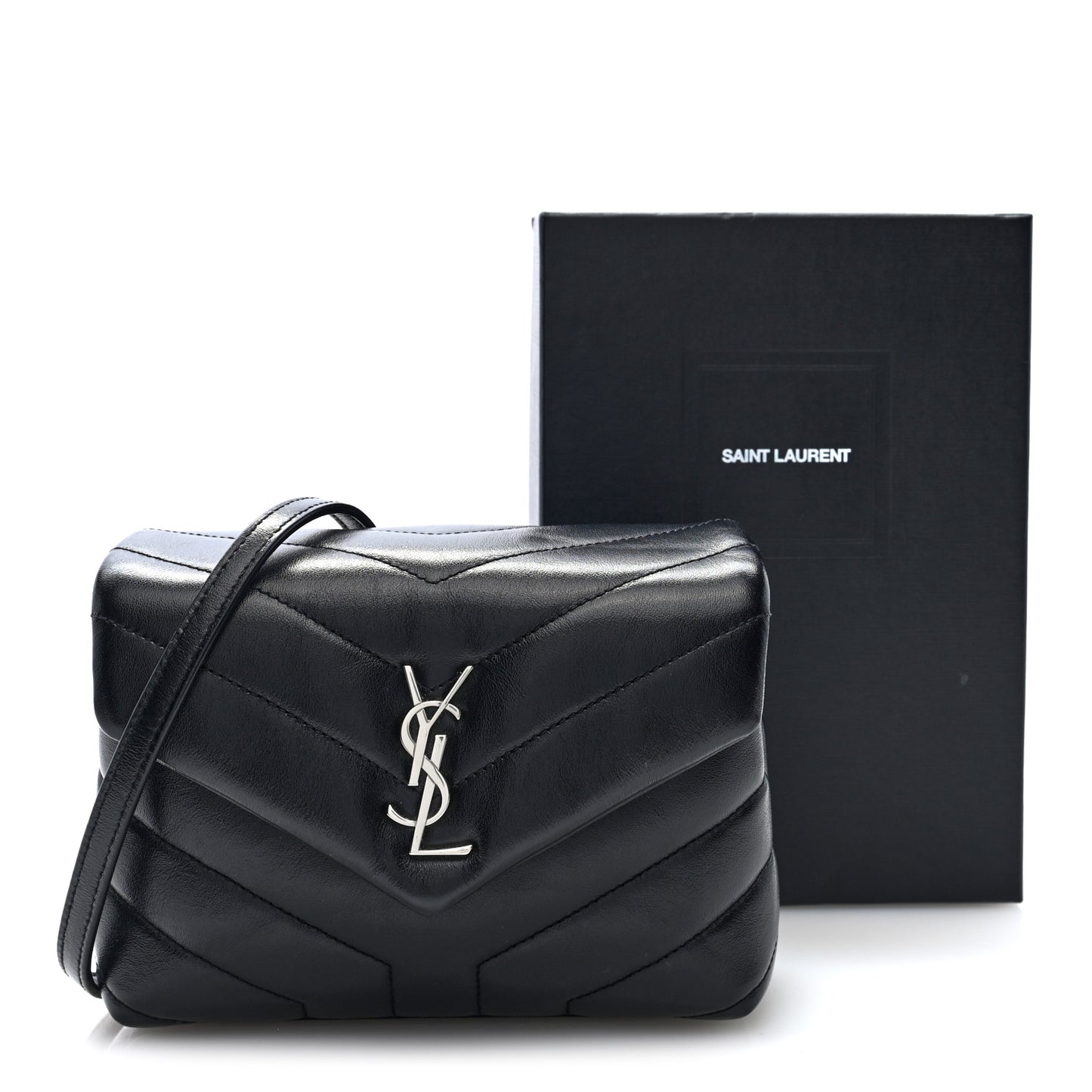 Calfskin Y Quilted Monogram Toy Loulou Crossbody Bag Black