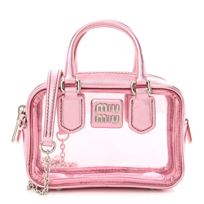Miu Miu Metallic Nappa Plexi Vinyl Mini Top Handle Crossbody Rosa Mordore 1 of 10