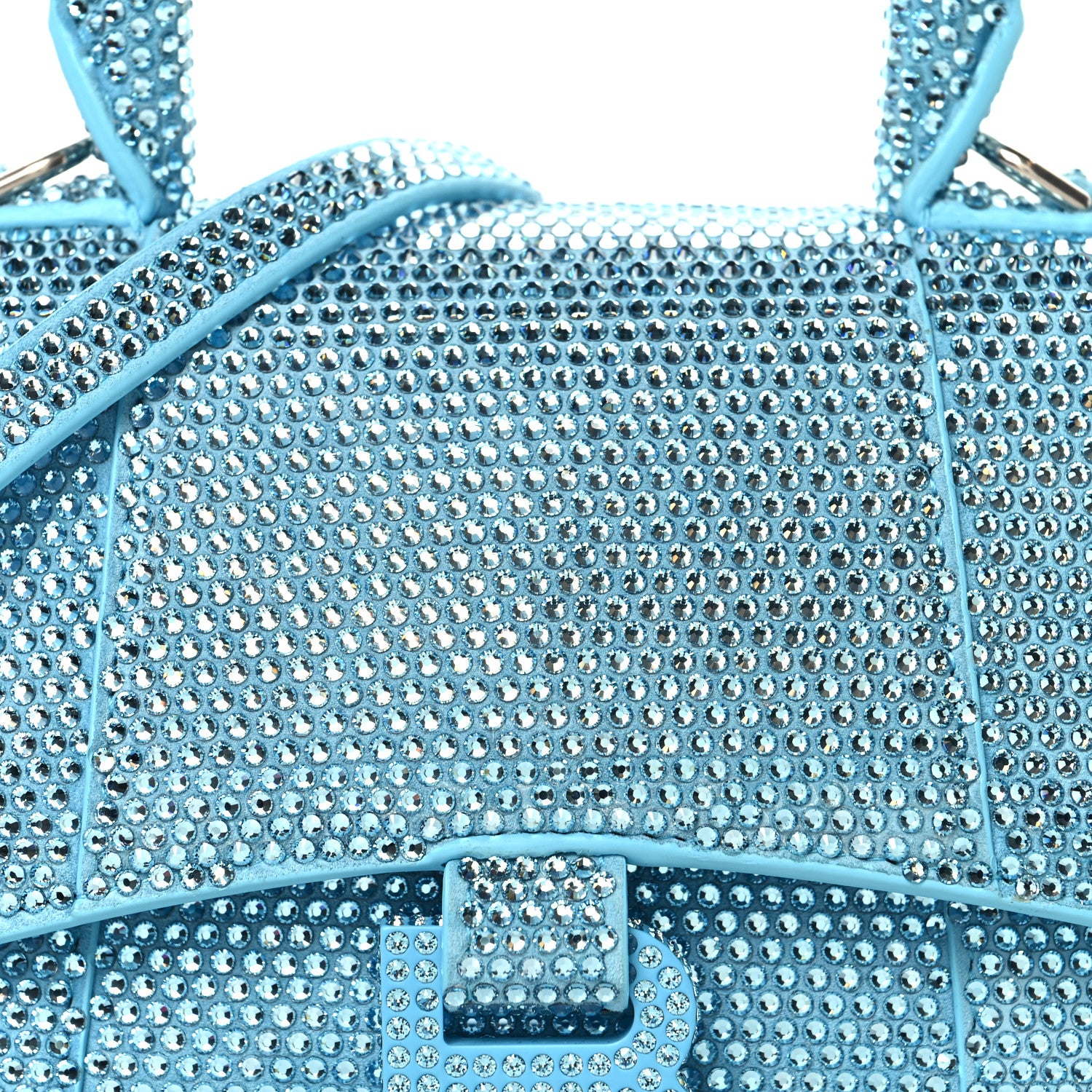 Balenciaga Strass Suede Hourglass Top Handle Bag XS Light Blue 8 of 12