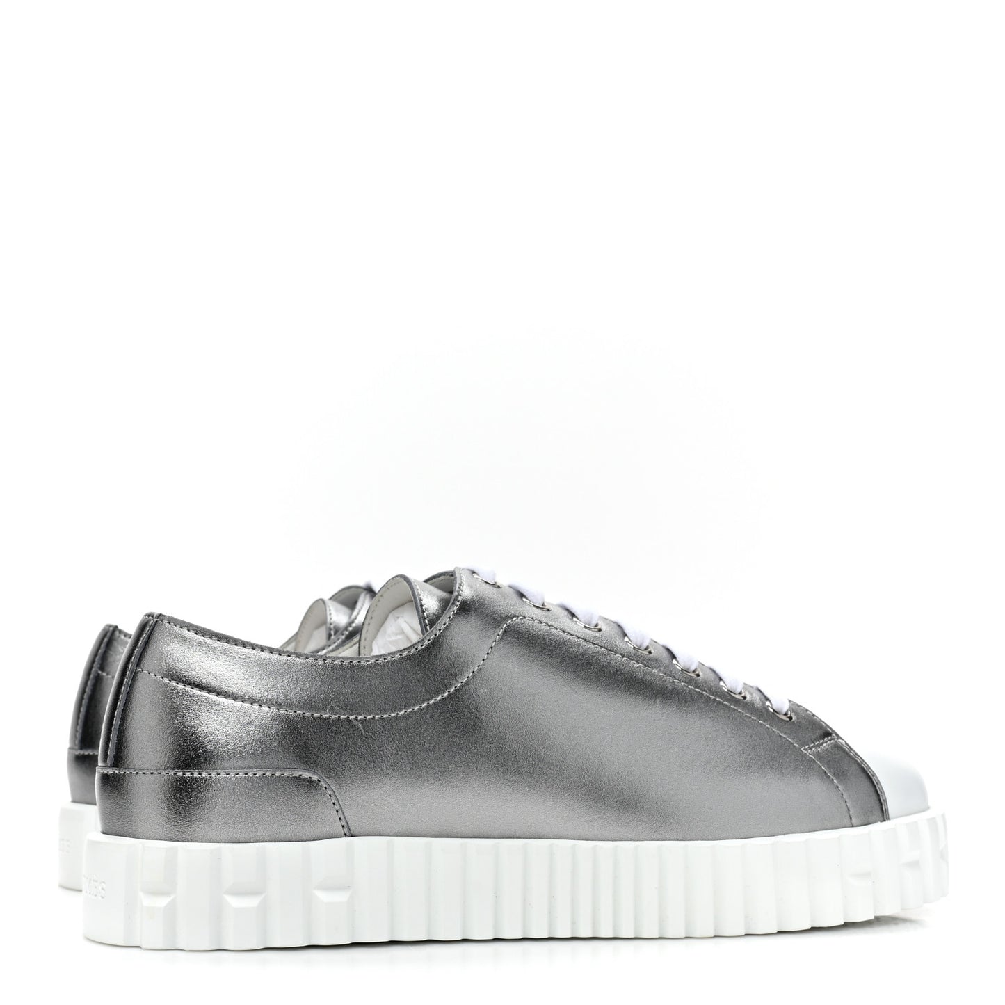 Metallic Calfskin Cross Sneakers 39 Silver
