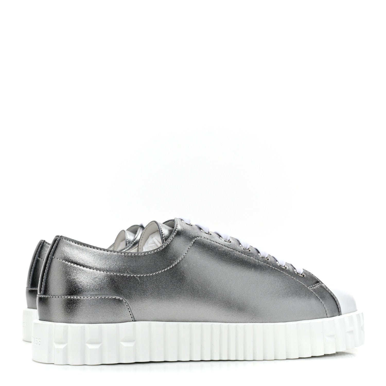 Hermes Metallic Calfskin Cross Sneakers 39 Silver 5 of 9