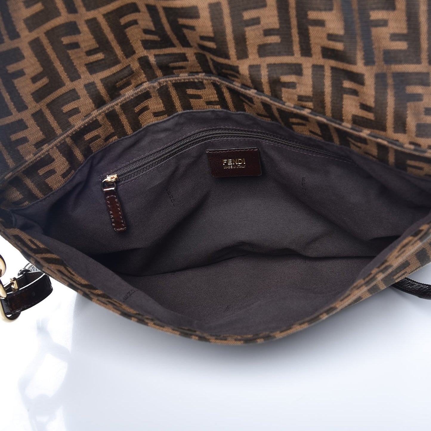 Zucca Patent Large Mia Shoulder Flap Tobacco
