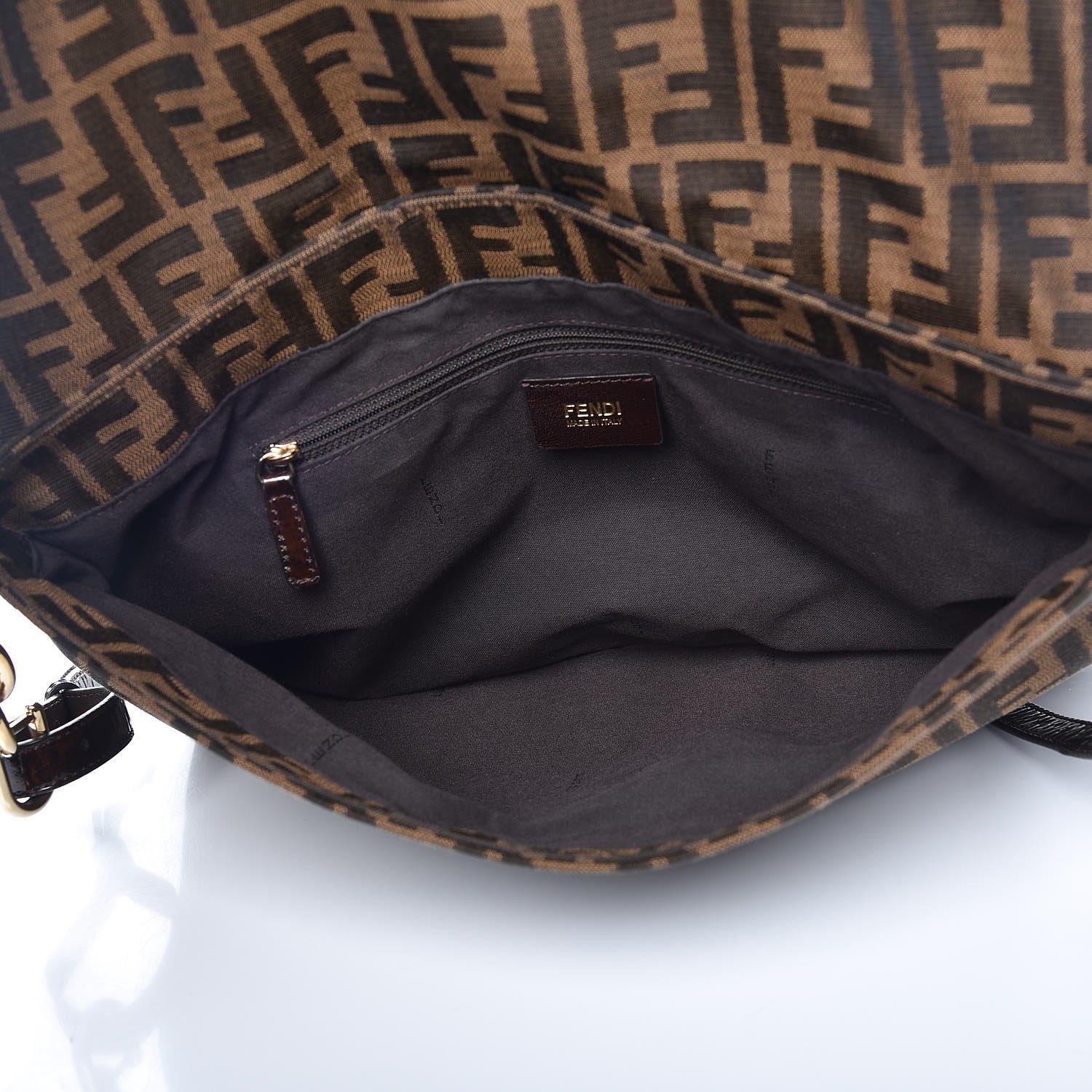 Fendi Zucca Patent Large Mia Shoulder Flap Tobacco 5 of 7
