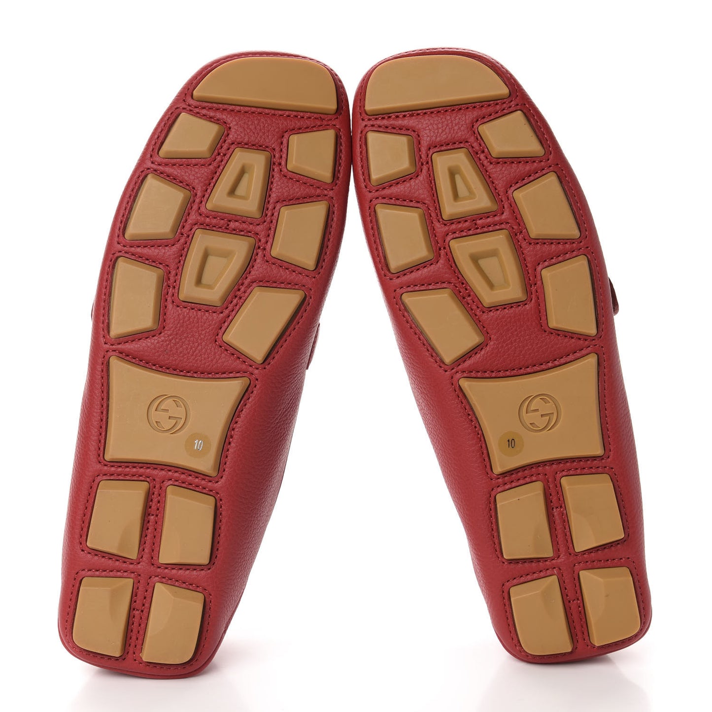 Calfskin Mens Web Sylvie Web Buckle Driver Loafers 10 Red