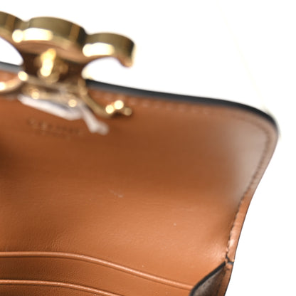 Celine Triomphe Canvas Calfskin Flap Card Holder Tan 7 of 9