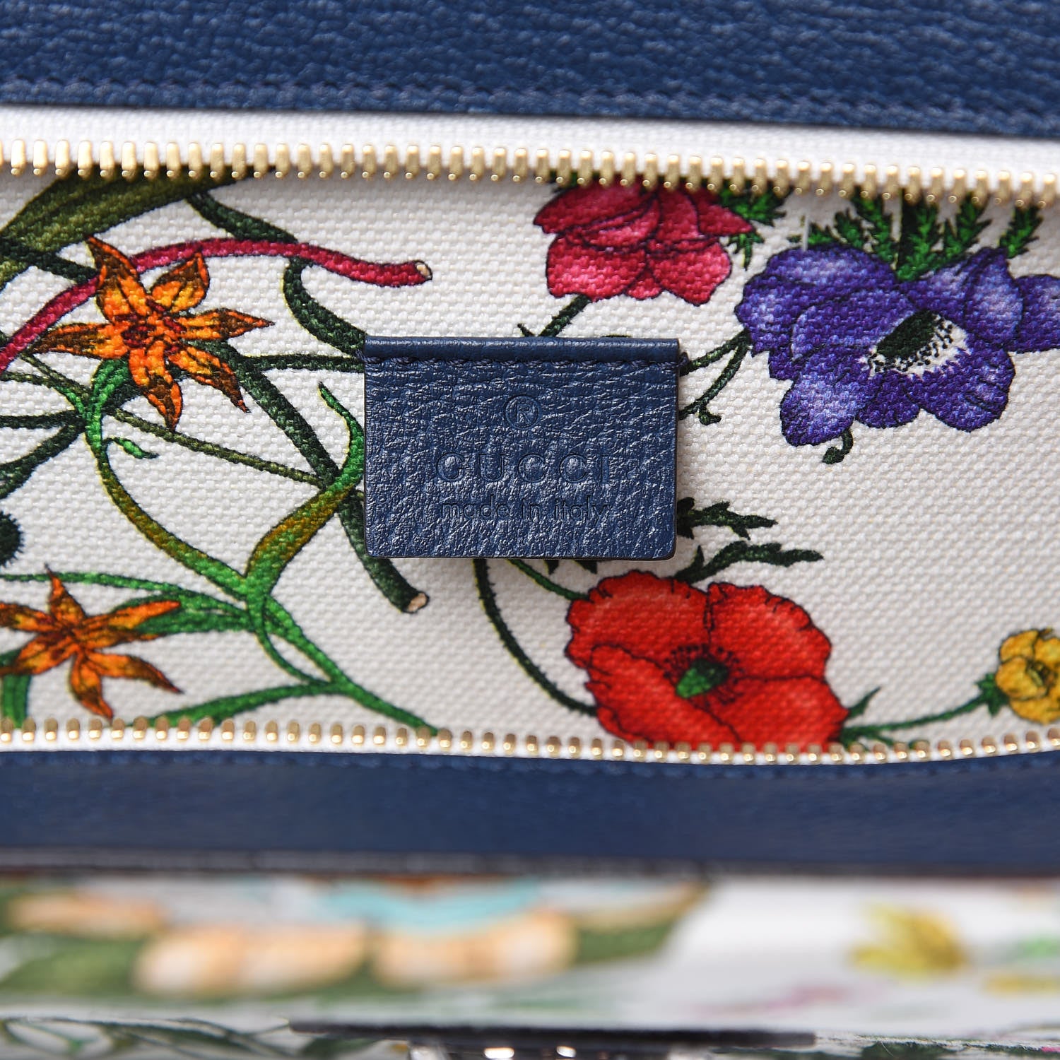 Gucci Canvas Medium Flora Tote White Multicolor Blue Agata 6 of 11