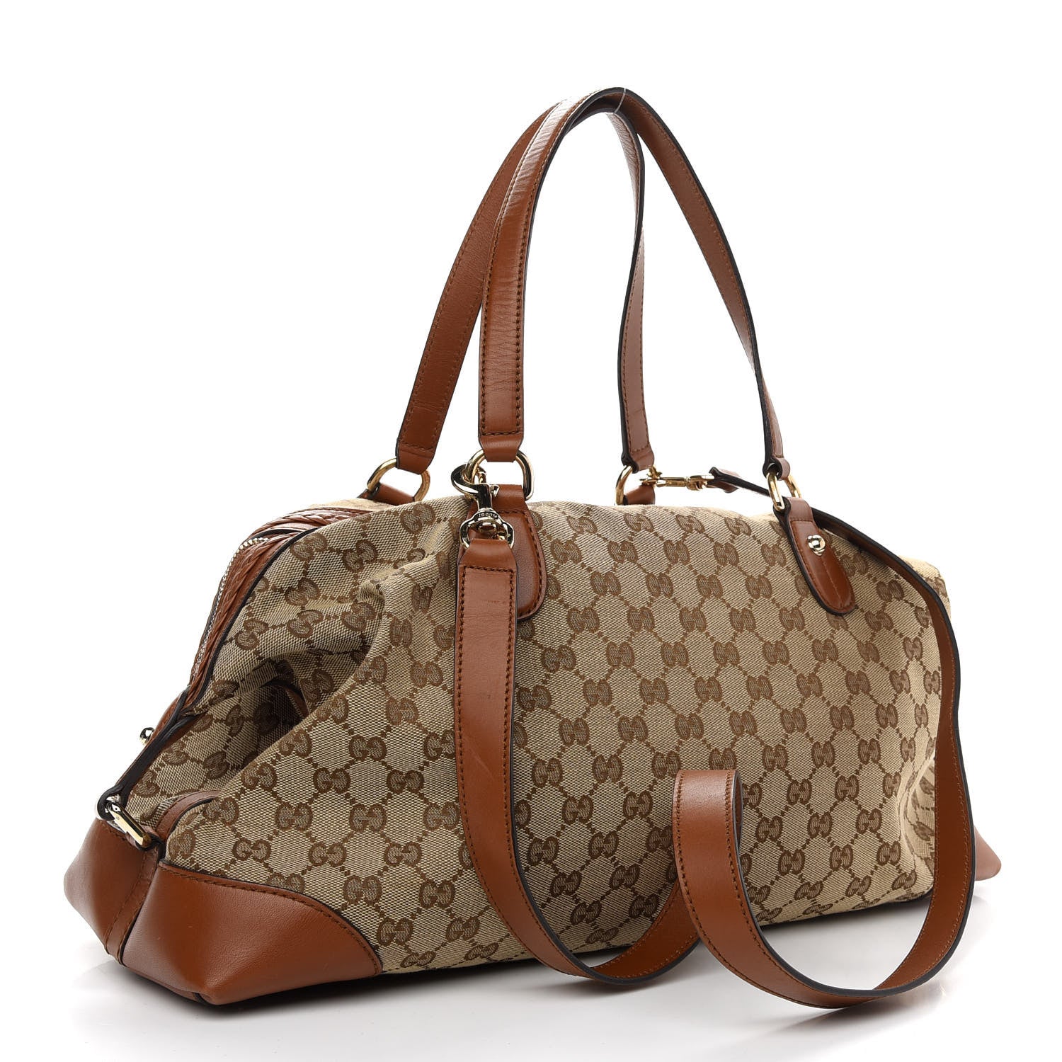 Gucci Monogram Small Brick Lane Boston Light Brown 3 of 12