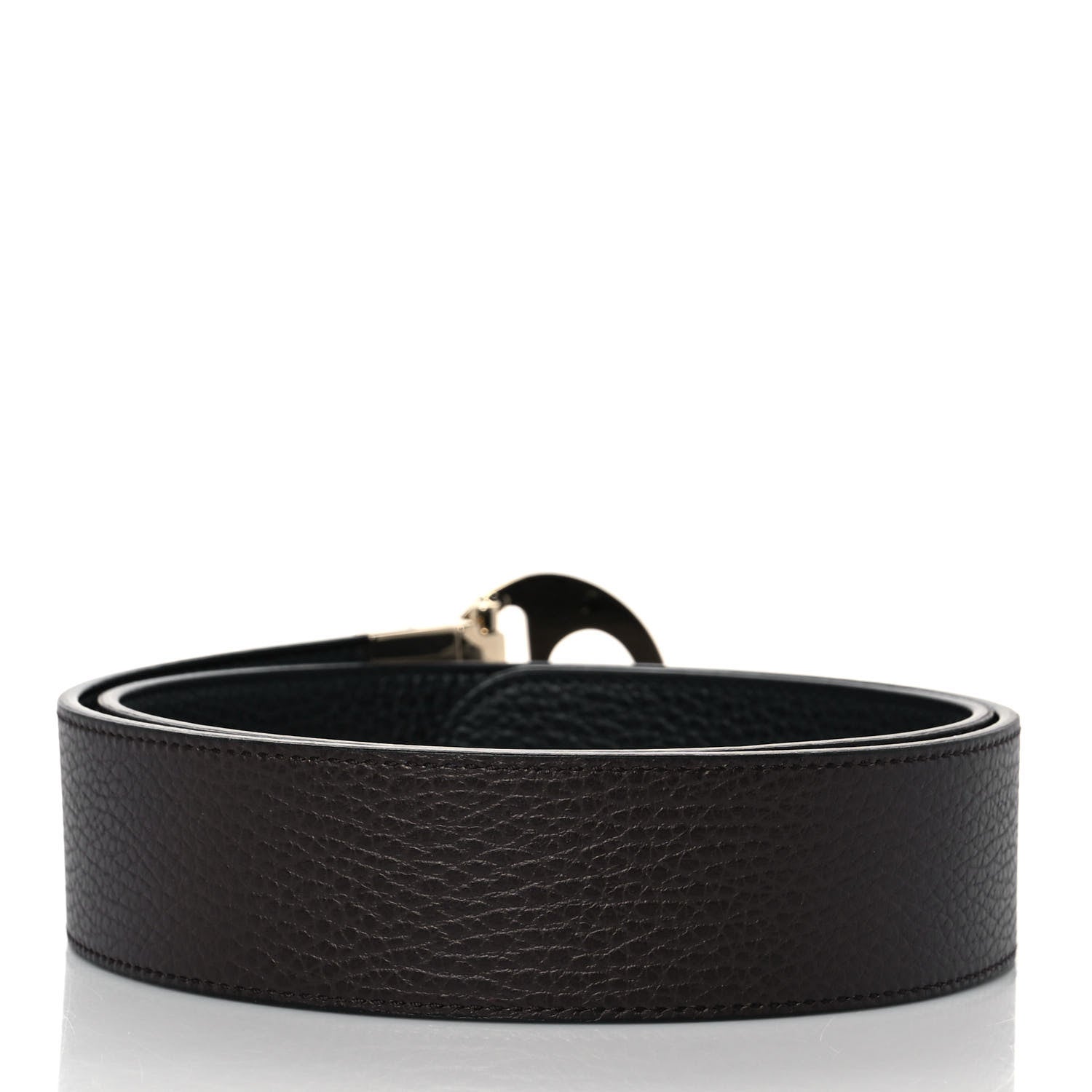 Gucci Dollar Calfskin 1973 Reversible Belt 80 32 Black Testa di Moro 2 of 4