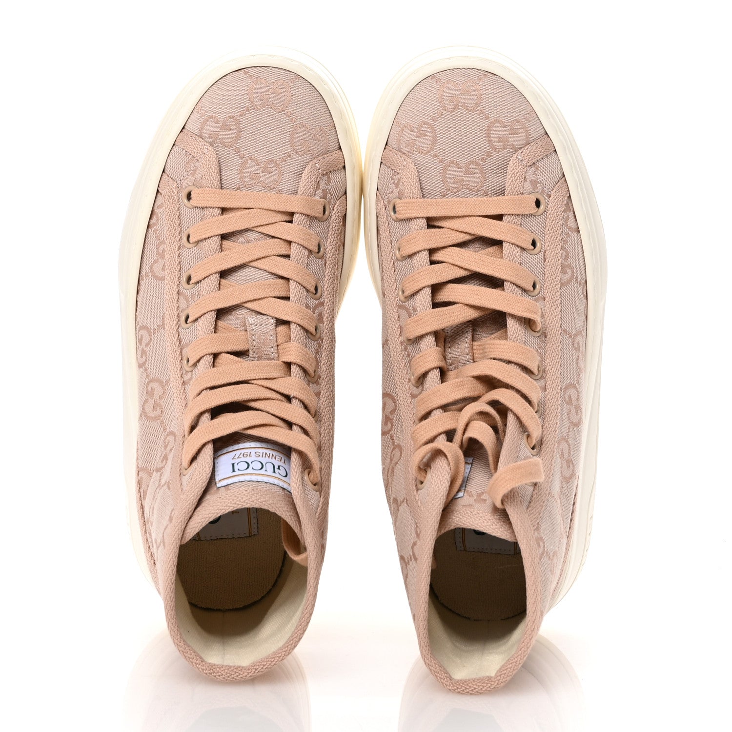 Gucci New Canvas GG Monogram Womens Tennis 1977 High Top 55mm Platform Sneakers 35.5 Skin Rose Dark Skin Rose 2 of 8