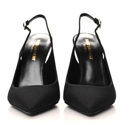 Saint Laurent Crepe Satin Opyum Crystal Slingback Pump 36.5 Black 3 of 10