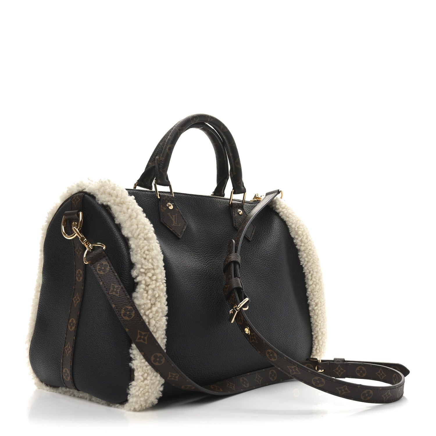 Louis Vuitton Calfskin Monogram Teddy Speedy Bandouliere 30 Black 3 of 9