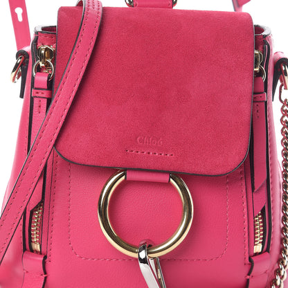 Chloe Suede Calfskin Mini Faye Backpack Fuchsia Rose 9 of 11