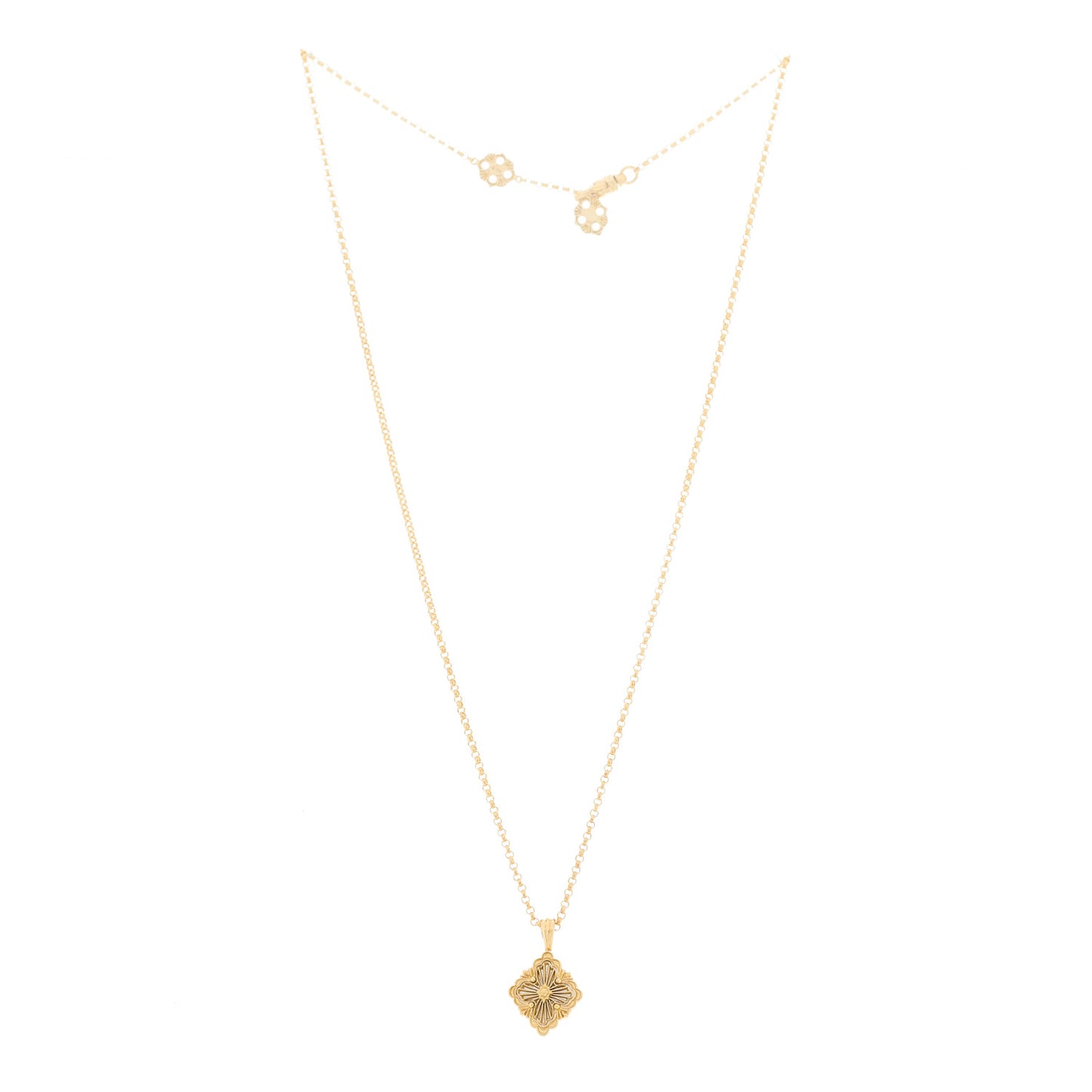 18K Yellow Gold Mother of Pearl Small Opera Tulle Pendant Necklace