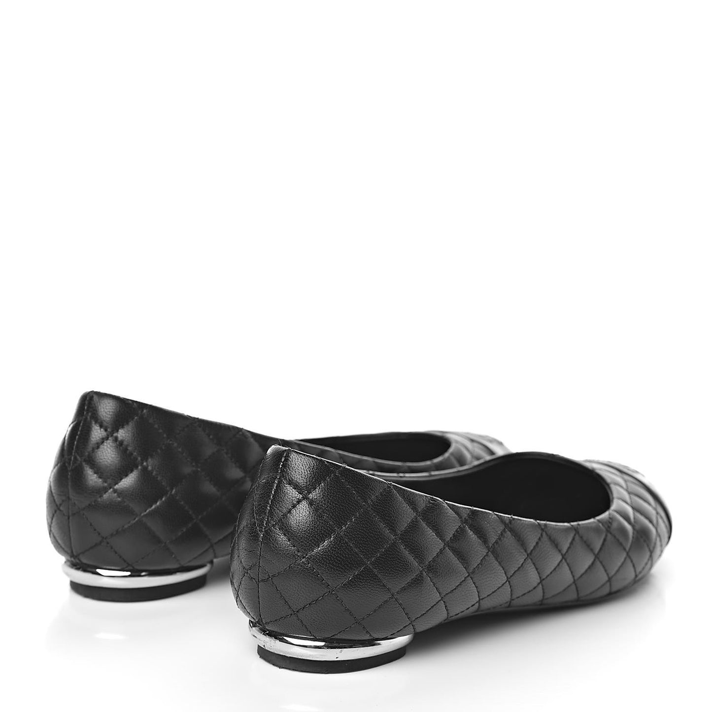 Lambskin Quilted CC Cap Toe Ballerina Flats 39 Black
