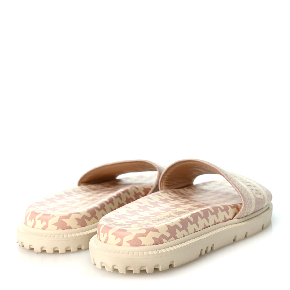 Christian Dior Micro PDP Cotton Houndstooth Embroidered Dway 10mm Slide Sandals 36 Rose De Ven 5 of 9