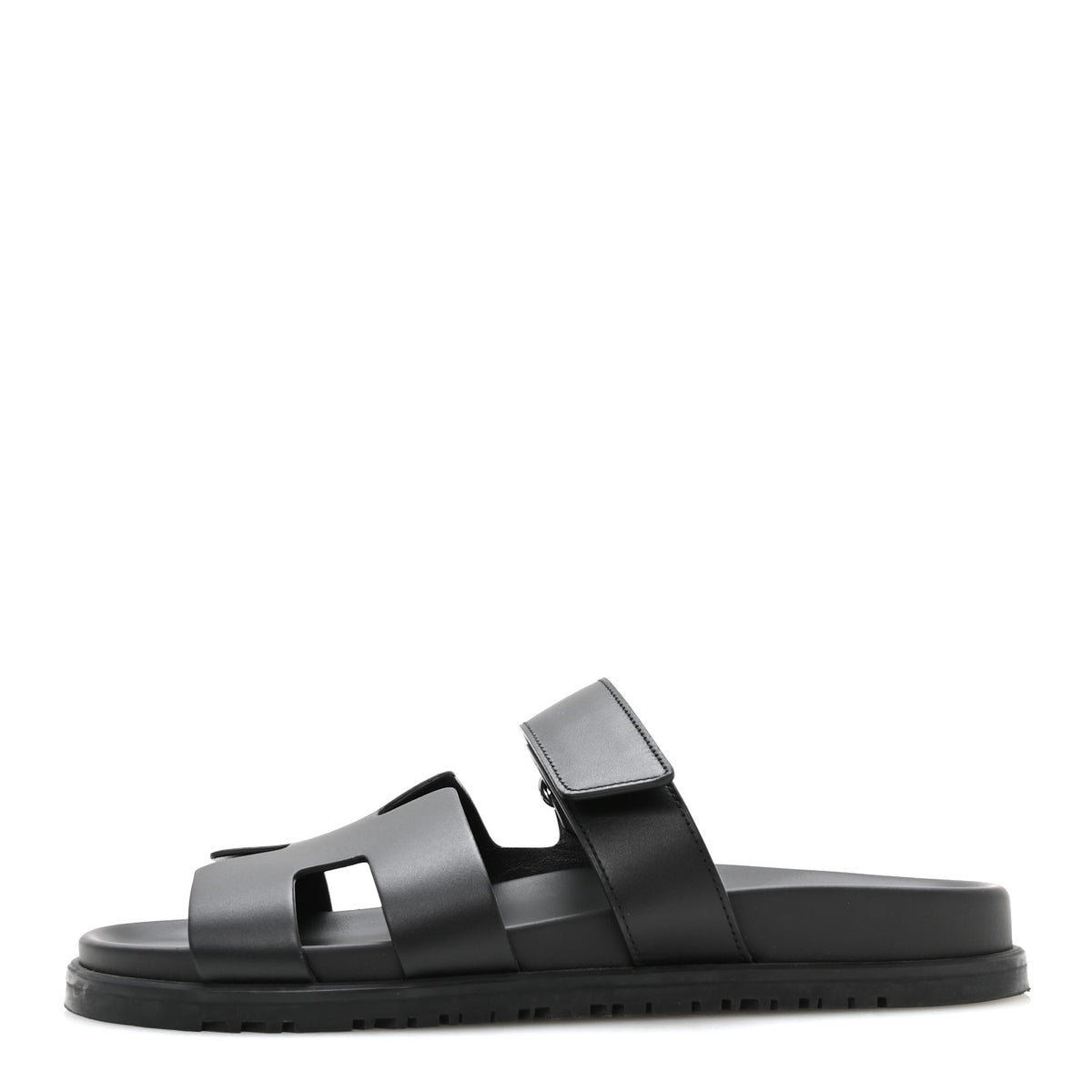 Hermes Calfskin Womens Chypre Sandals 40.5 Black 1 of 9
