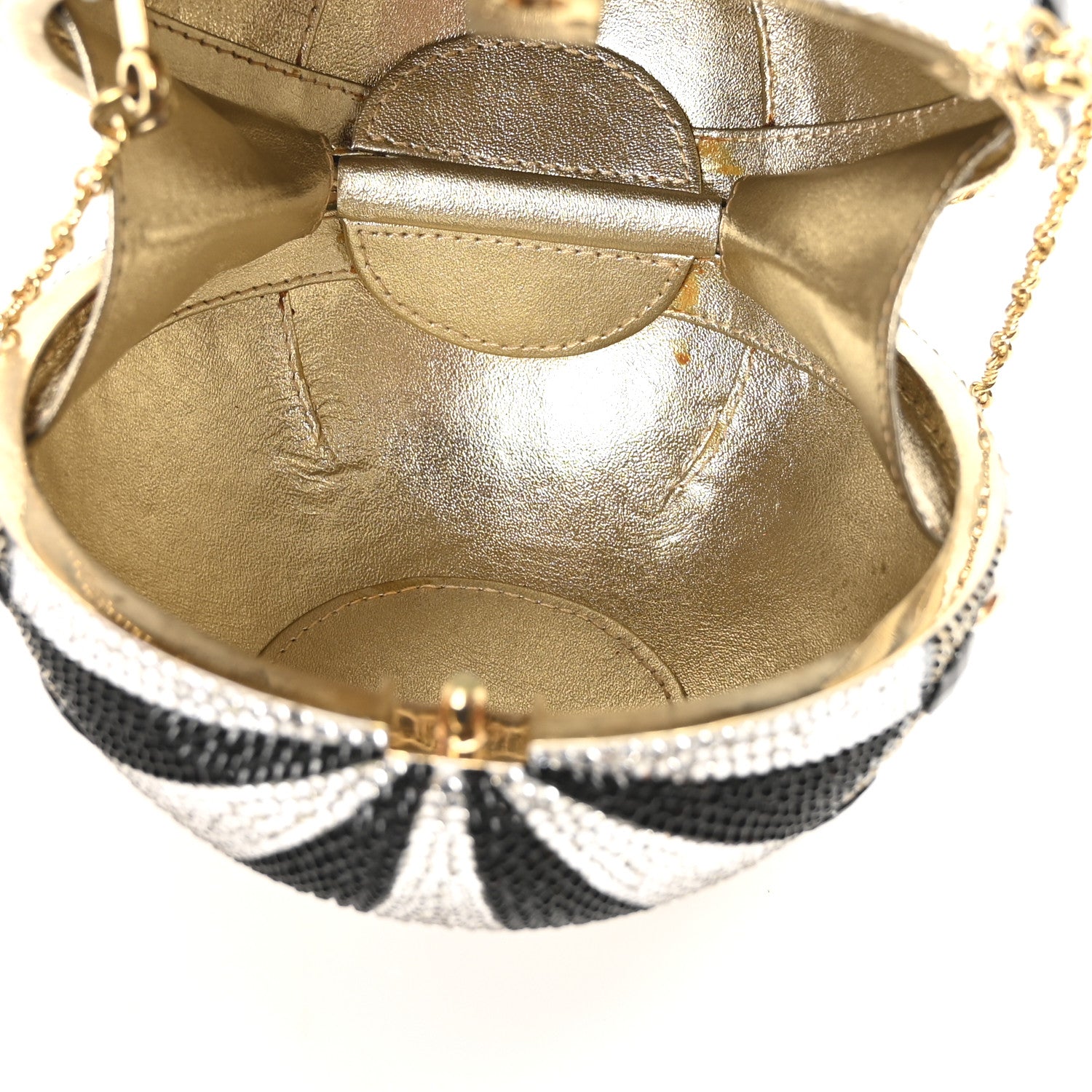 Judith Leiber Crystal Pearl Amelia Hot Air Balloon Minaudiere Clutch Gold 5 of 10
