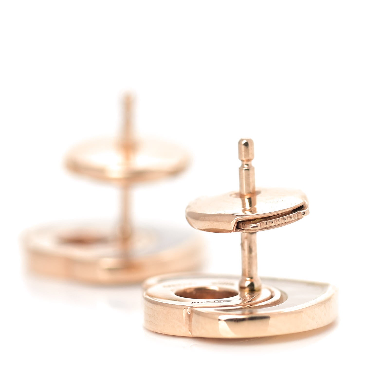 Bulgari 18K Rose Gold Mother of Pearl BVLGARI BVLGARI Cuore Stud Earrings 6 of 7
