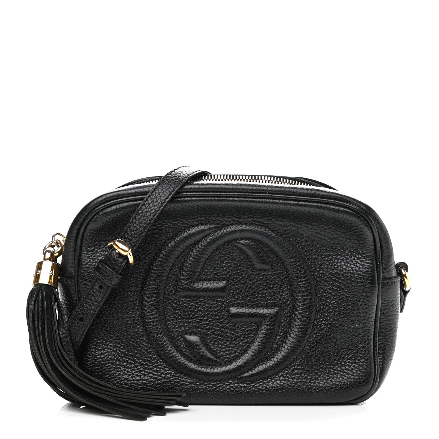 Pebbled Calfskin Small Soho Disco Bag Black