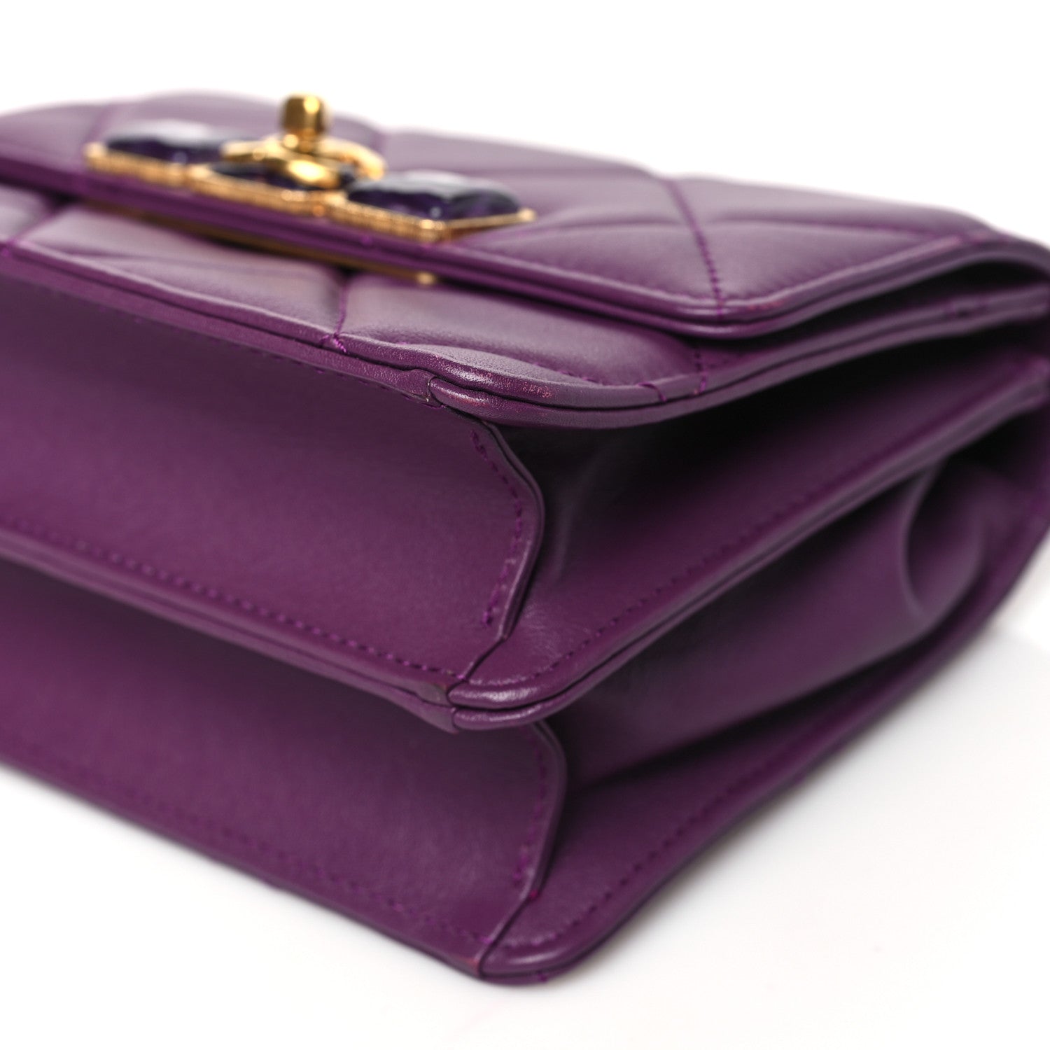 Chanel Calfskin Resin Quilted Mini Flap Purple 10 of 12