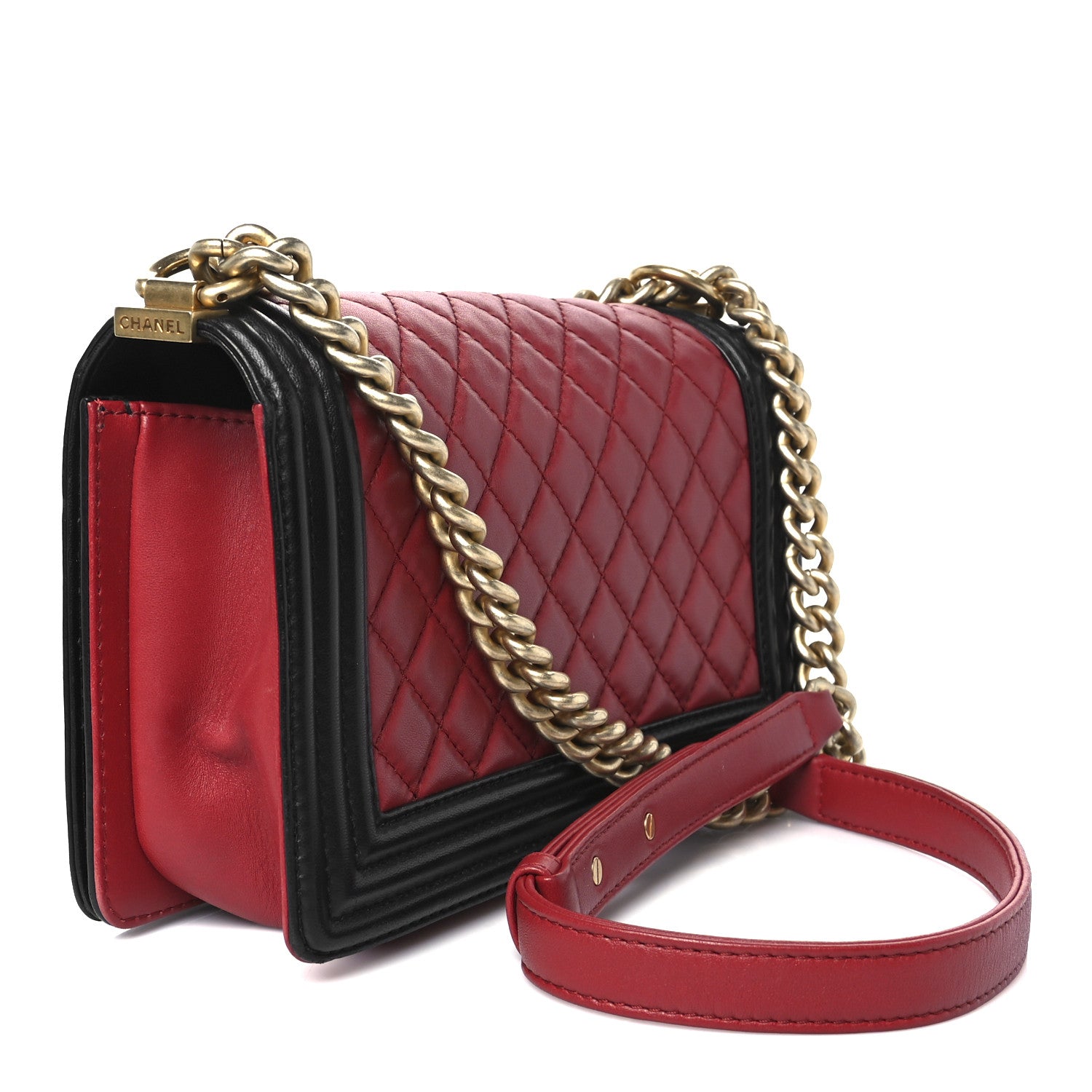 Chanel Lambskin Quilted Medium Boy Flap Dark Red Black 3 of 10