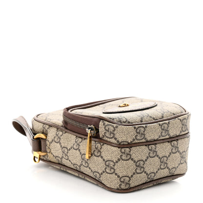 Gucci GG Supreme Monogram Mini Neo Vintage Double Zip Messenger Bag Beige New Acero Crop 4 of 11