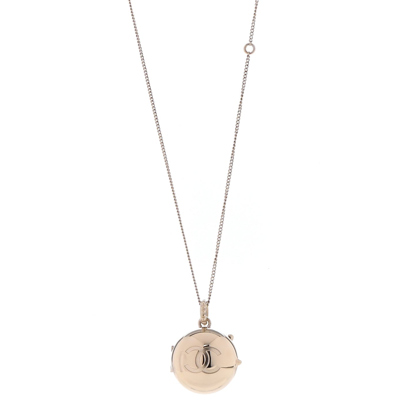 Metal CC Locket Necklace Gold