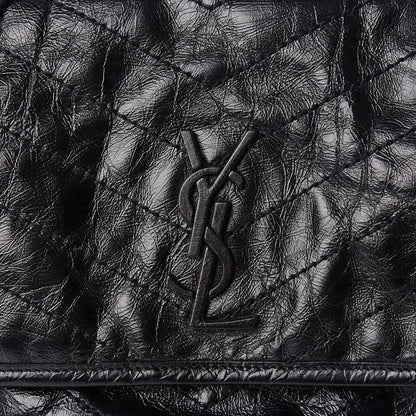 Saint Laurent Crinkled Calfskin Matelasse Monogram Medium Niki Chain Satchel Black 8 of 11