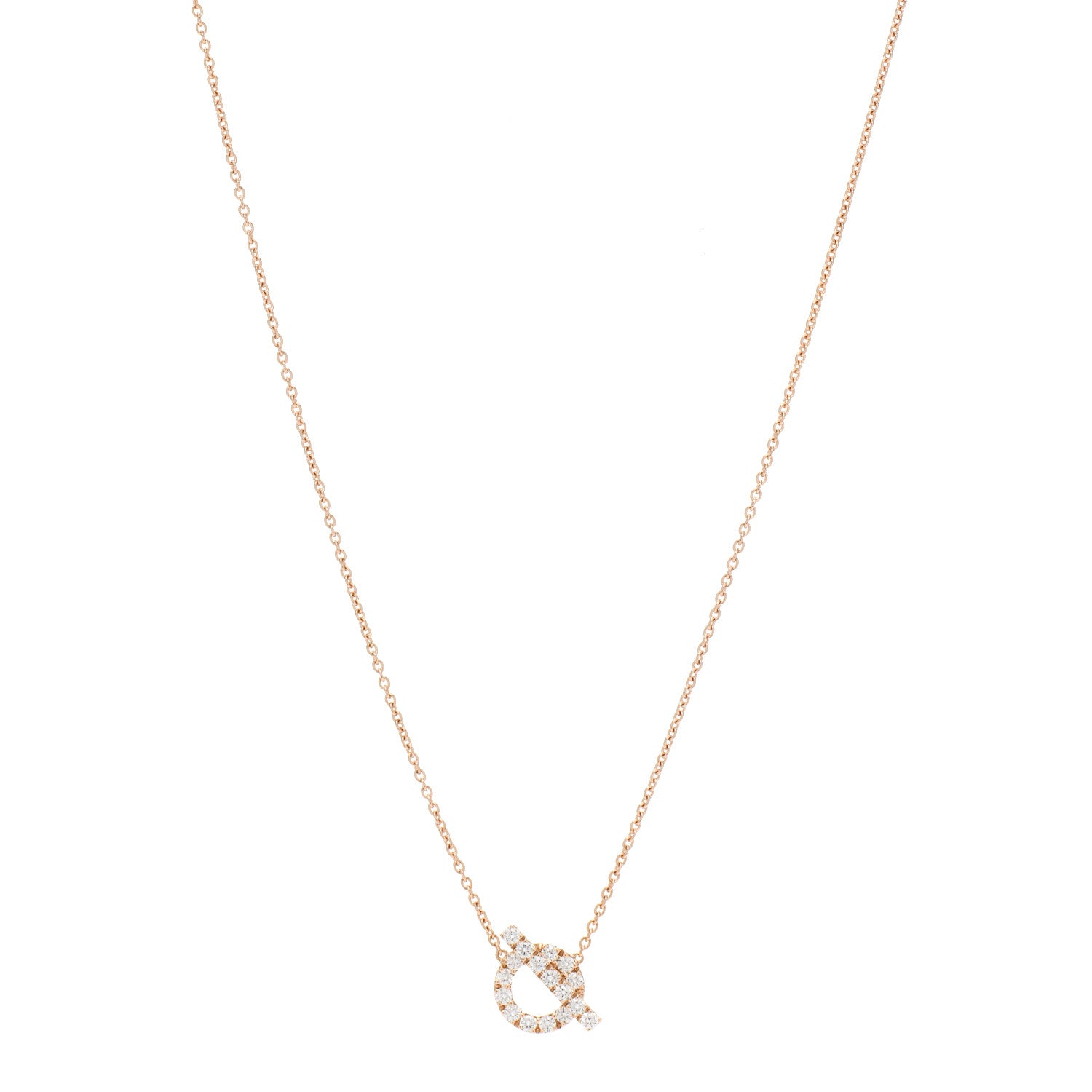 Hermes 18K Rose Gold Diamond Finesse Pendant Necklace 1 of 5