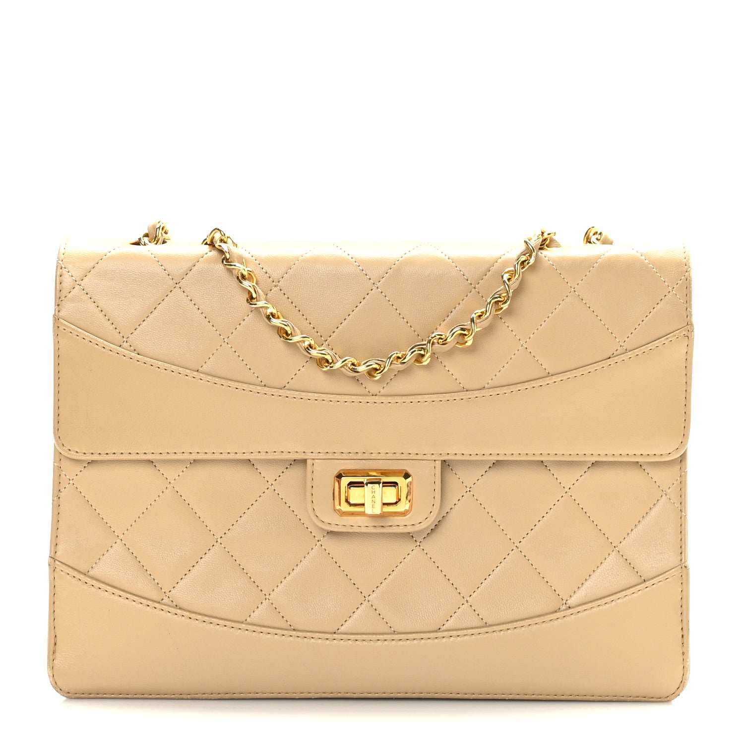 Chanel Lambskin Quilted Medium Single Flap Beige 1 of 9