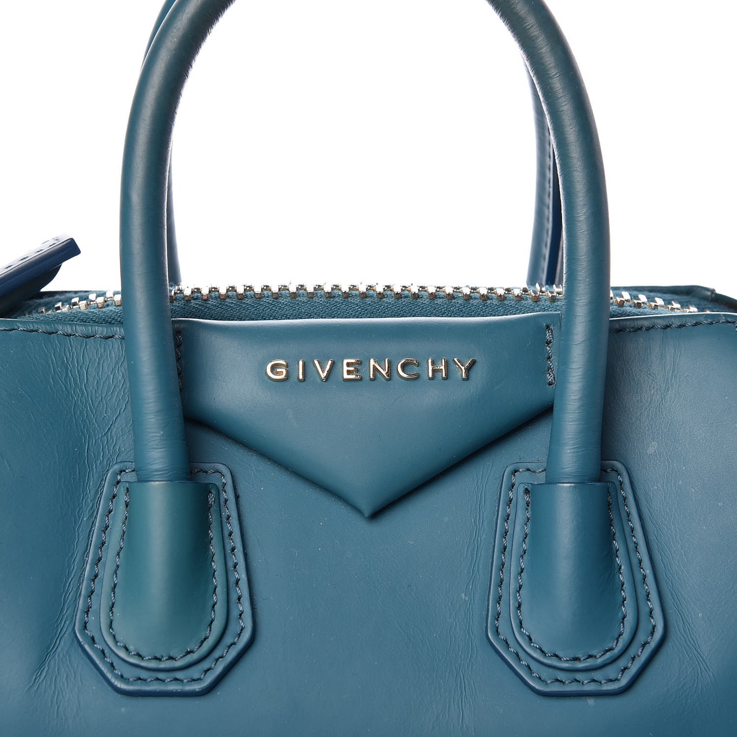 Calfskin Patent Mini Antigona Petrol Blue