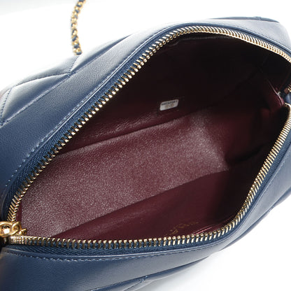 Chanel Lambskin Diamond CC Small Camera Case Dark Blue 5 of 8