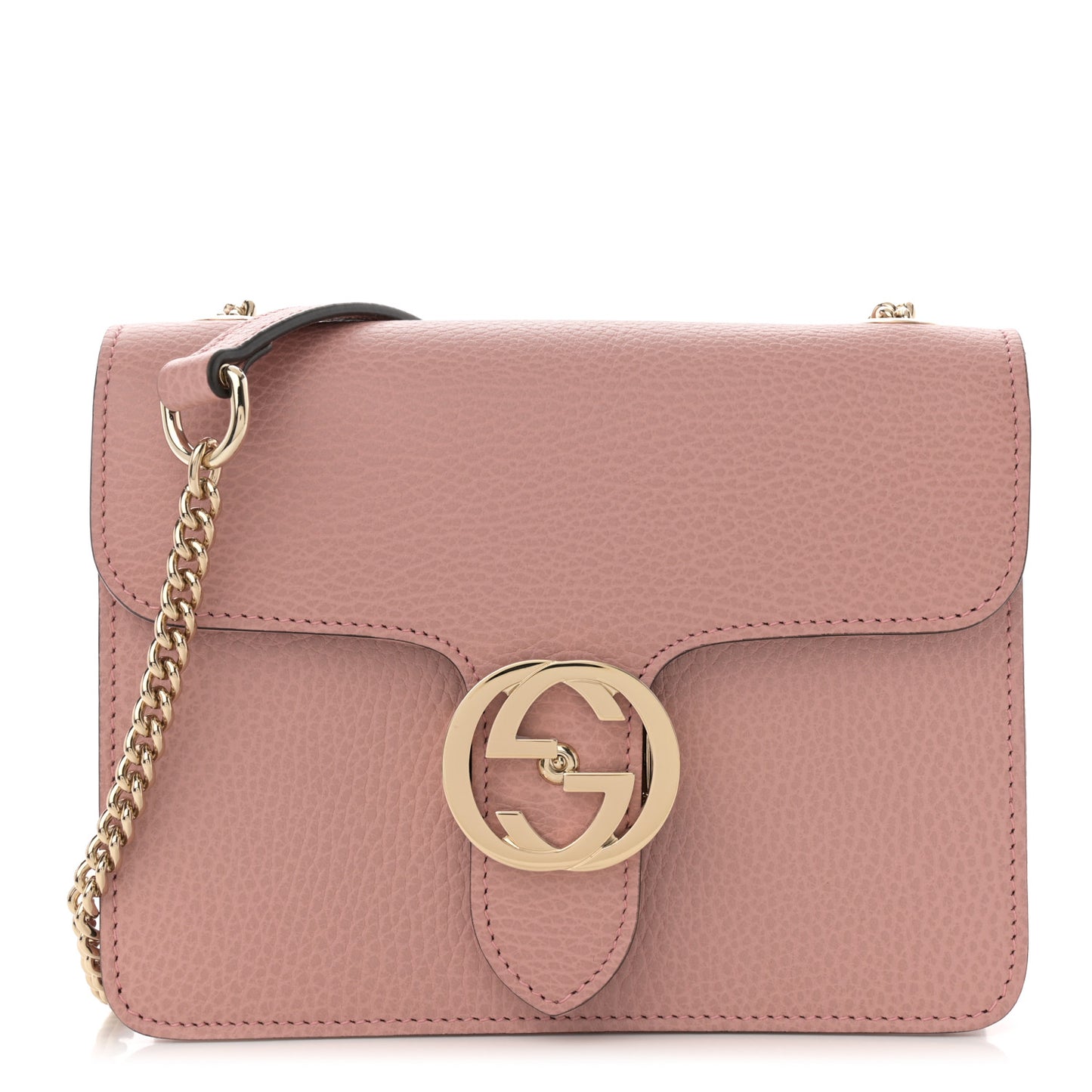 Dollar Calfskin Small Interlocking G Shoulder Bag Soft Pink