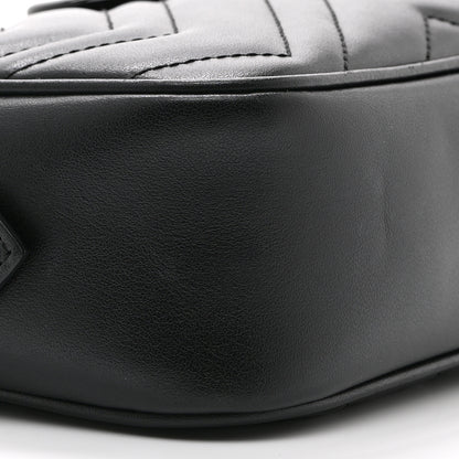 Gucci Calfskin Matelasse Monochrome Mini GG Marmont Chain Shoulder Bag Black 10 of 11