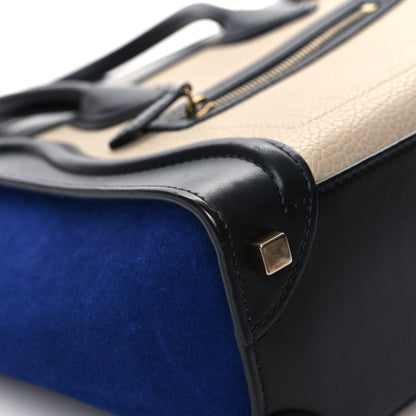 Celine Elephant Calfskin Suede Micro Tri-Color Luggage Sand 9 of 13