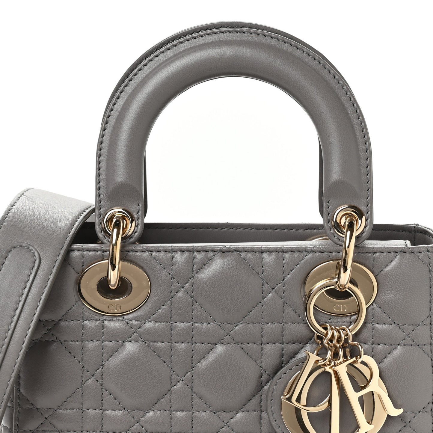 Lambskin Cannage Small Lucky Badges My Lady Dior Grey