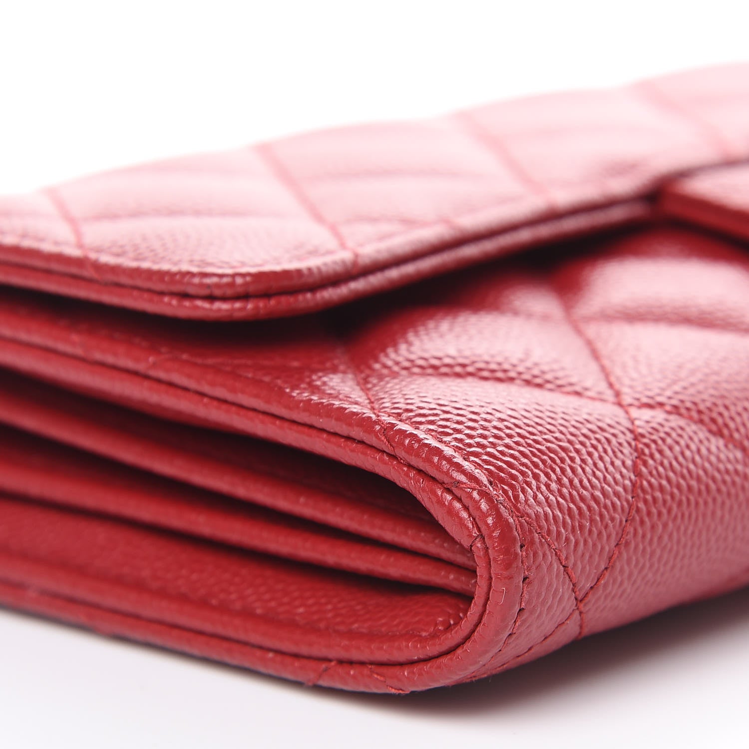 Chanel Caviar Quilted Large Gusset Flap Wallet Dark Red 9 of 11