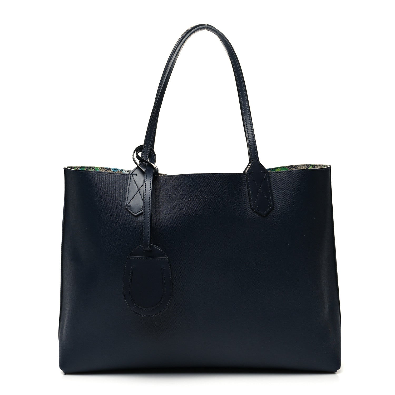 Gucci GG Supreme Monogram Blooms Medium Reversible Tote Beige Blue Navy 10 of 20