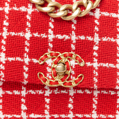 Chanel Tweed Quilted Medium Chanel 19 Flap Red White 8 of 11