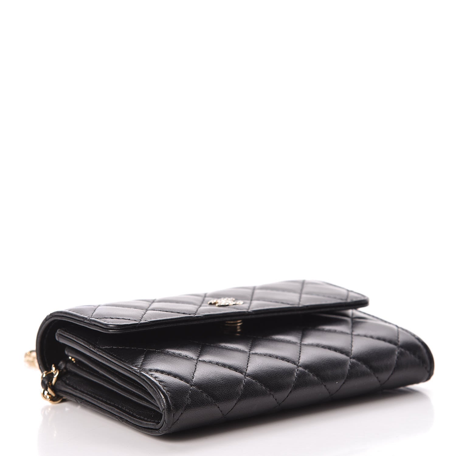 Chanel Lambskin Quilted Pearl Clutch With Chain Black 4 of 14