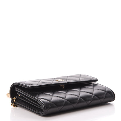 Chanel Lambskin Quilted Pearl Clutch With Chain Black 4 of 14