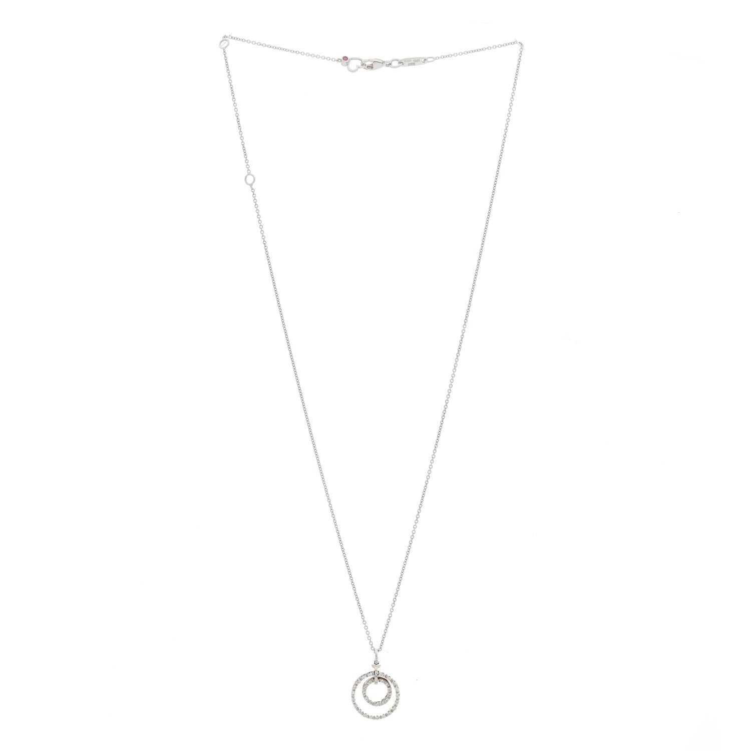 Roberto Coin 18K White Gold Diamond Tiny Treasures Two Circle Pendant Necklace 3 of 5